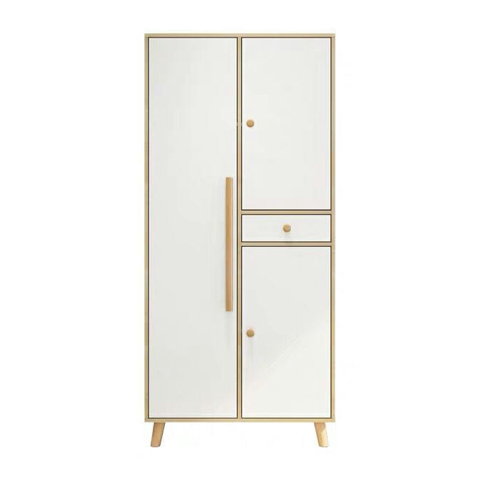 Modern White Wardrobe for Home Engineered Wood Cabinet with Hinged Doors