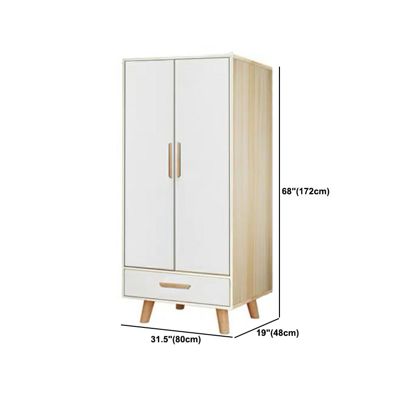 Modern White Wardrobe for Home Engineered Wood Cabinet with Hinged Doors