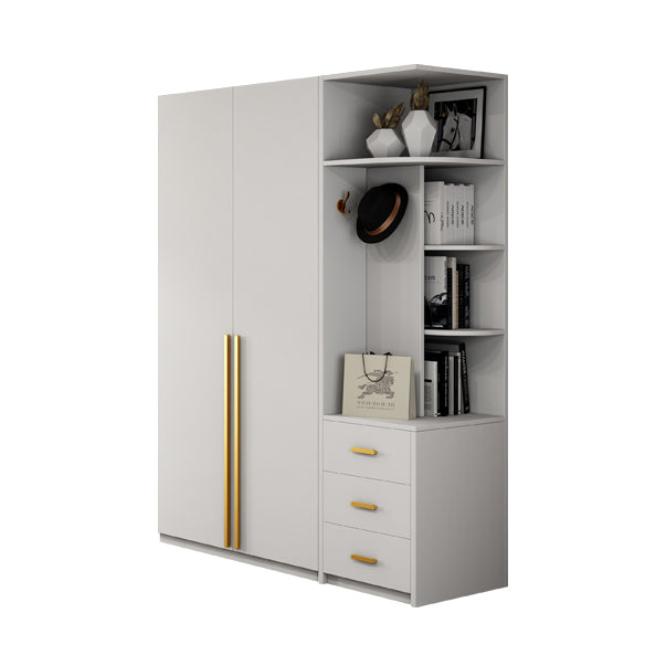 White Colour Wooden Wardrobe Contemporary Style Wardrobe Closet with Drawer