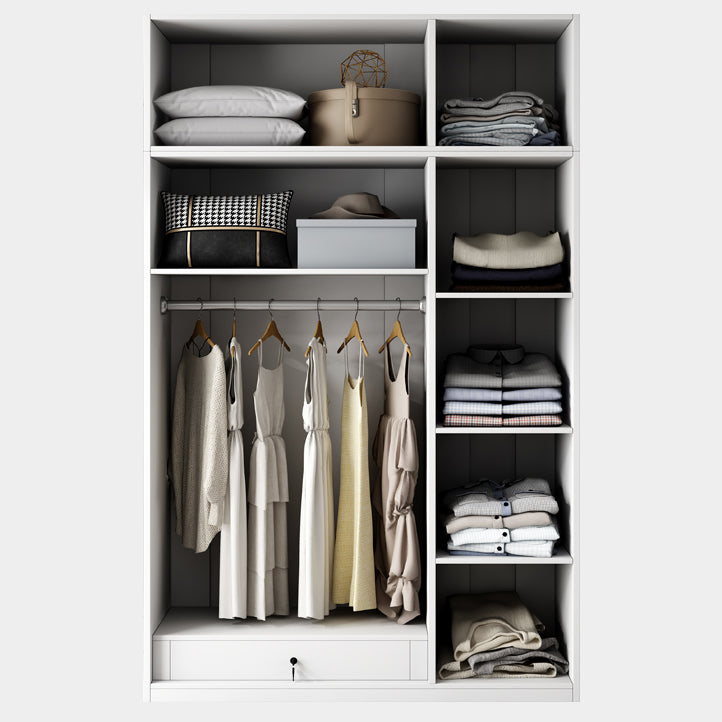 White Colour Wooden Wardrobe Contemporary Style Wardrobe Closet with Drawer