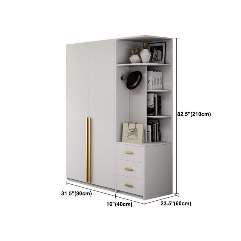 White Colour Wooden Wardrobe Contemporary Style Wardrobe Closet with Drawer