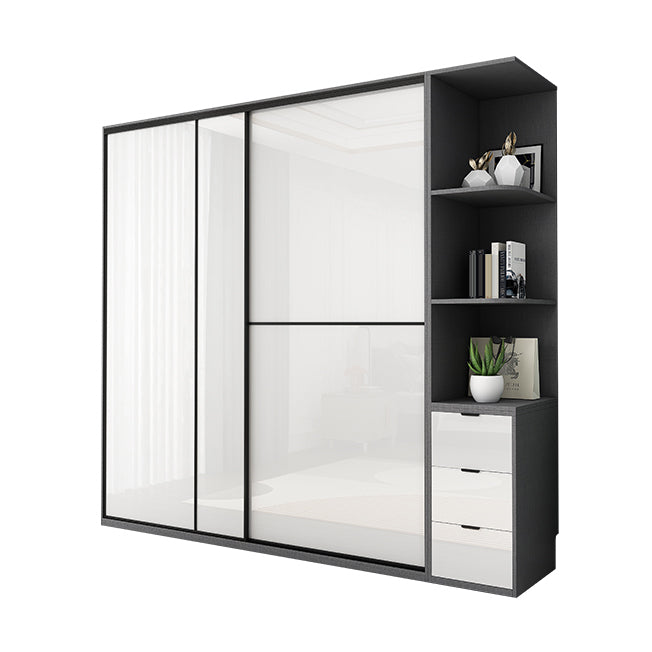 White Colour Wardrobe Contemporary Style Wooden Wardrobe Closet with Drawer