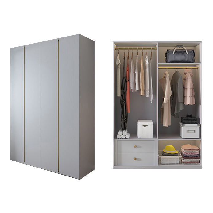 Gray Colour Wooden Wardrobe Contemporary Style Wardrobe Closet with Hinged Door