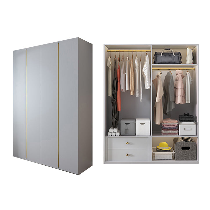 Gray Colour Wooden Wardrobe Contemporary Style Wardrobe Closet with Hinged Door