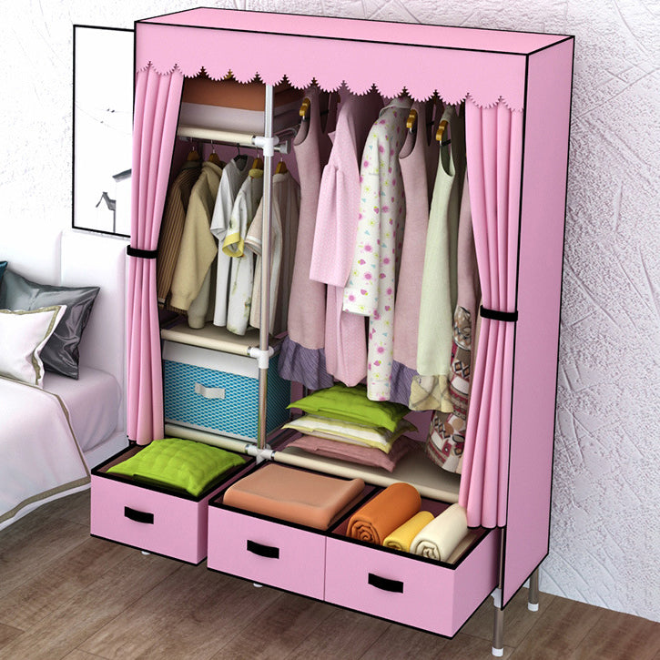 Contemporary Style Metal Wardrobe 3-drawer Wardrobe Closet for Bedroom