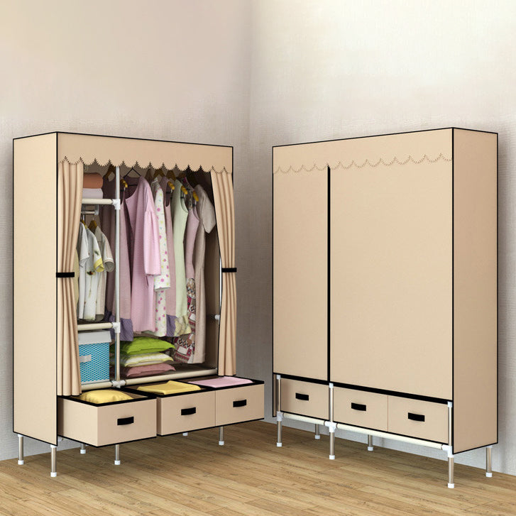 Contemporary Style Metal Wardrobe 3-drawer Wardrobe Closet for Bedroom