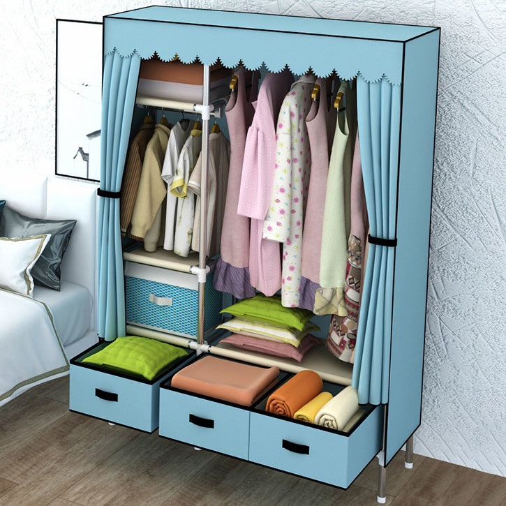 Contemporary Style Metal Wardrobe 3-drawer Wardrobe Closet for Bedroom