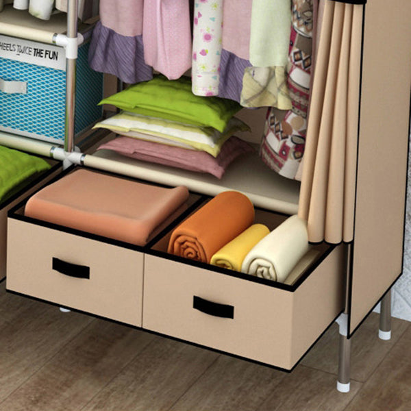 Contemporary Style Metal Wardrobe 3-drawer Wardrobe Closet for Bedroom