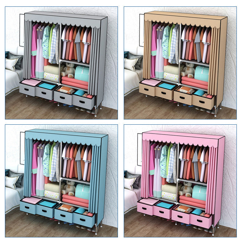 Contemporary Style Metal Wardrobe 3-drawer Wardrobe Closet for Bedroom