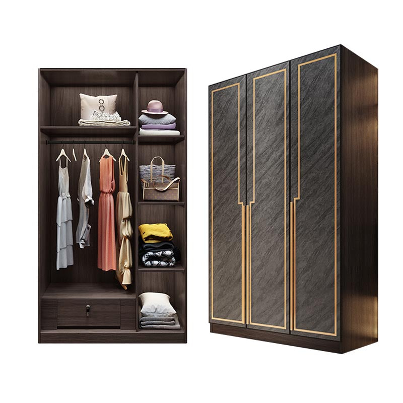 Mirrored Finish Cabinet with Grey Glass Doors Contemporary Interior Storage Cabinet