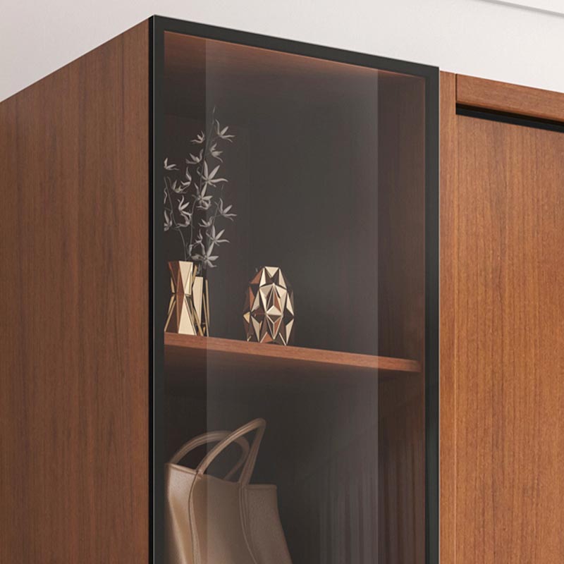 Brown Manufactured Wood Wardrobe Traditional Cabinet with Sliding Doors