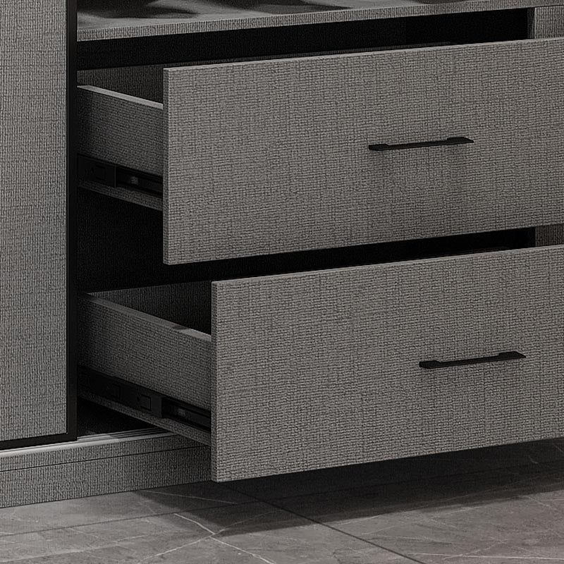 Modern Style Glass Wardrobe Gray Colour Soft Close Drawer Wardrobe Closet