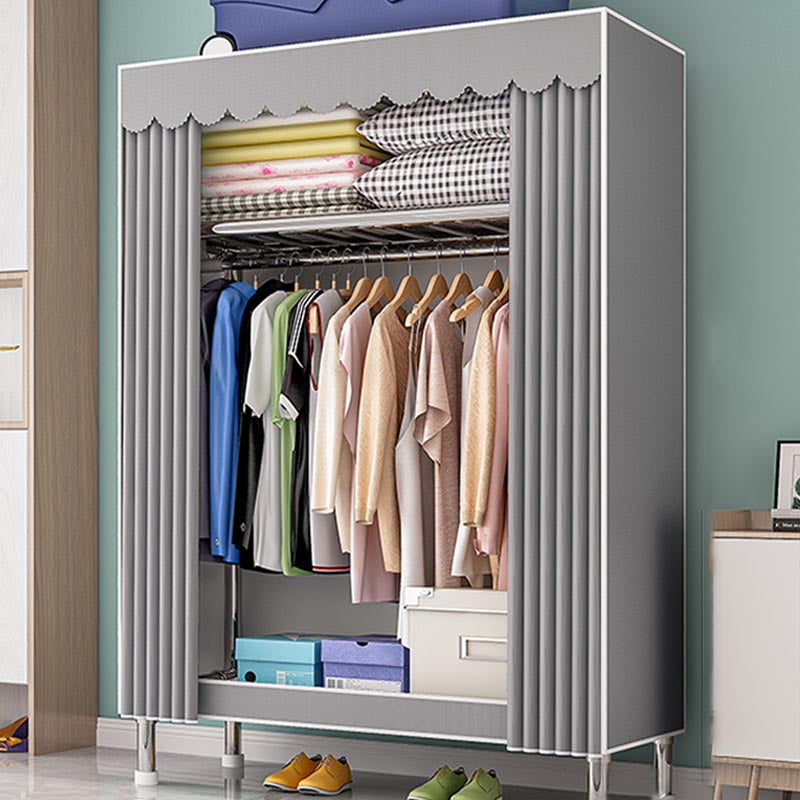 Contemporary Wardrobe Armoire with Shelves Steel Wardrobe Closet for Home