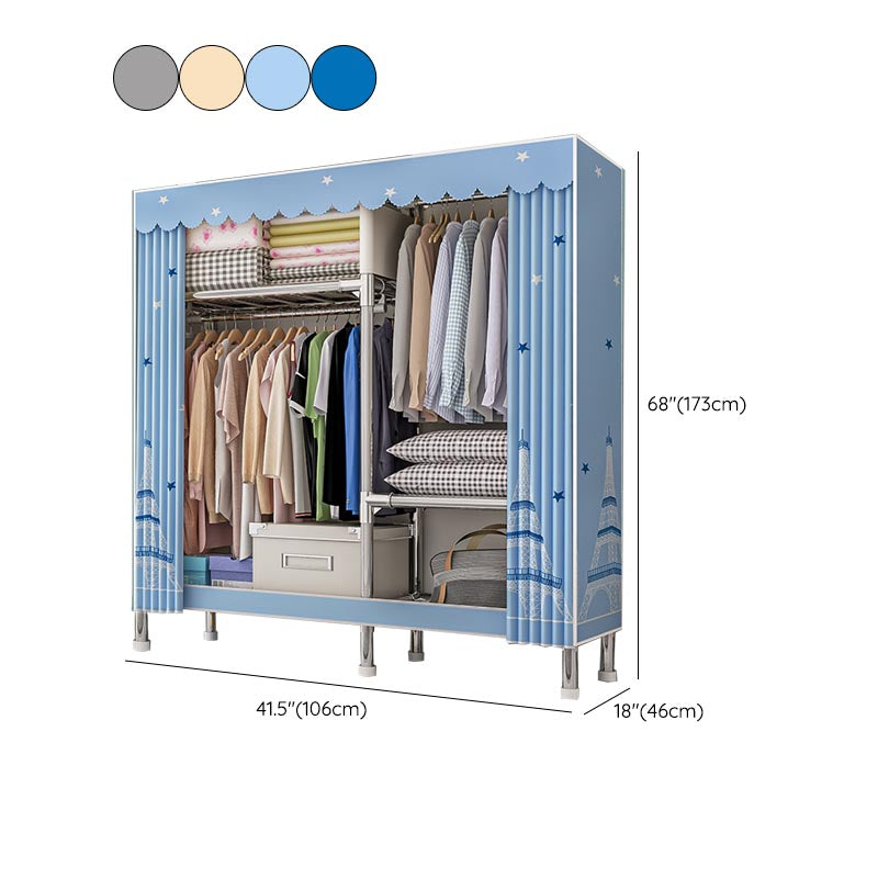 Contemporary Wardrobe Armoire with Shelves Steel Wardrobe Closet for Home