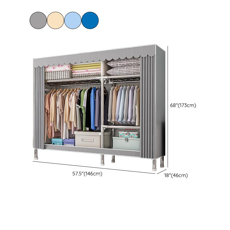 Contemporary Wardrobe Armoire with Shelves Steel Wardrobe Closet for Home