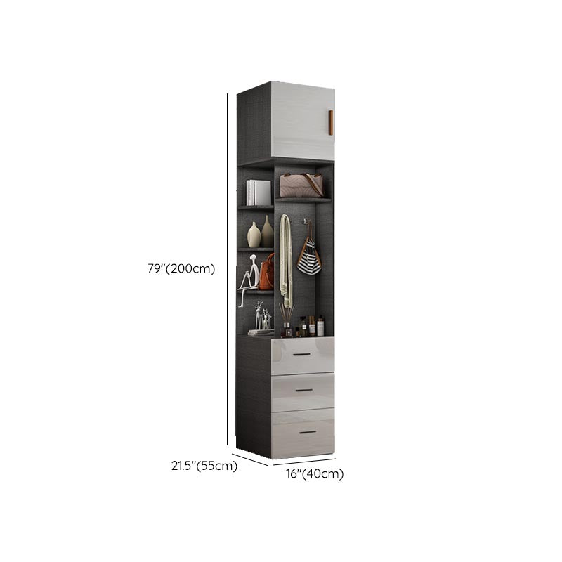 White Colour Wardrobe Contemporary Style Wooden Wardrobe Closet with Hinged Door