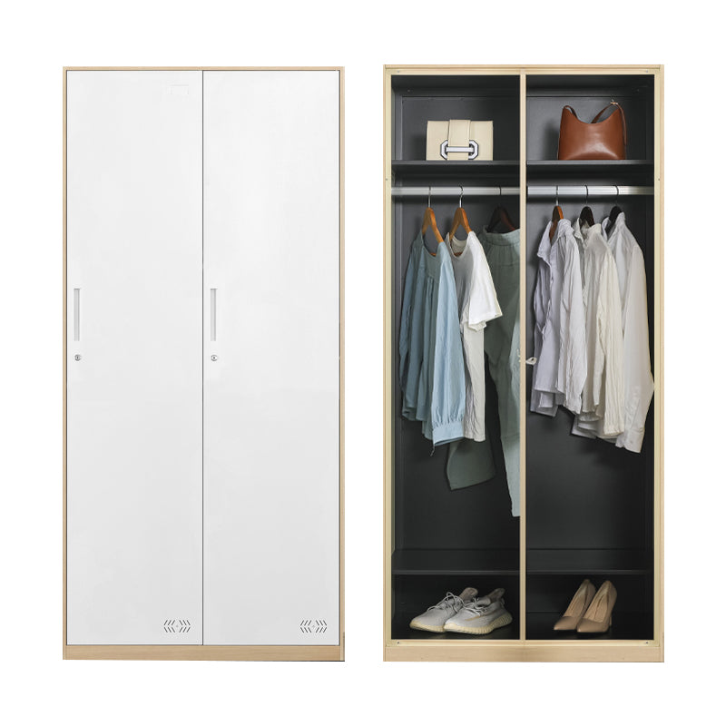 Modern Metal Storage Cabinet with Garment Rod Matte Finish Cabinet for Bathroom