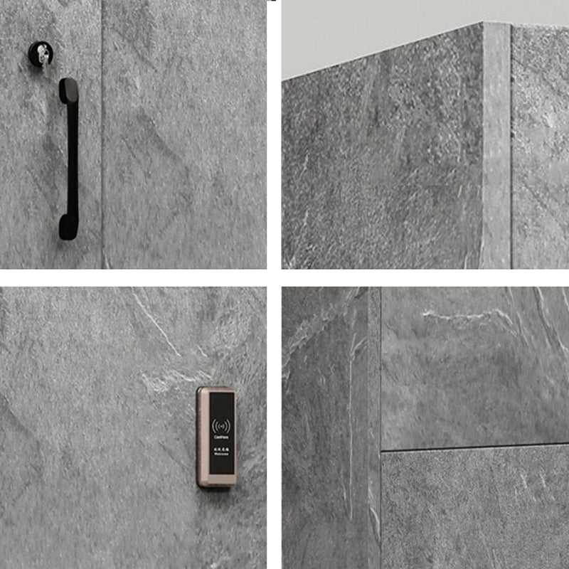 Gray Engineered Wood Armoire for Bathroom Modern Hinged Door Cabinet