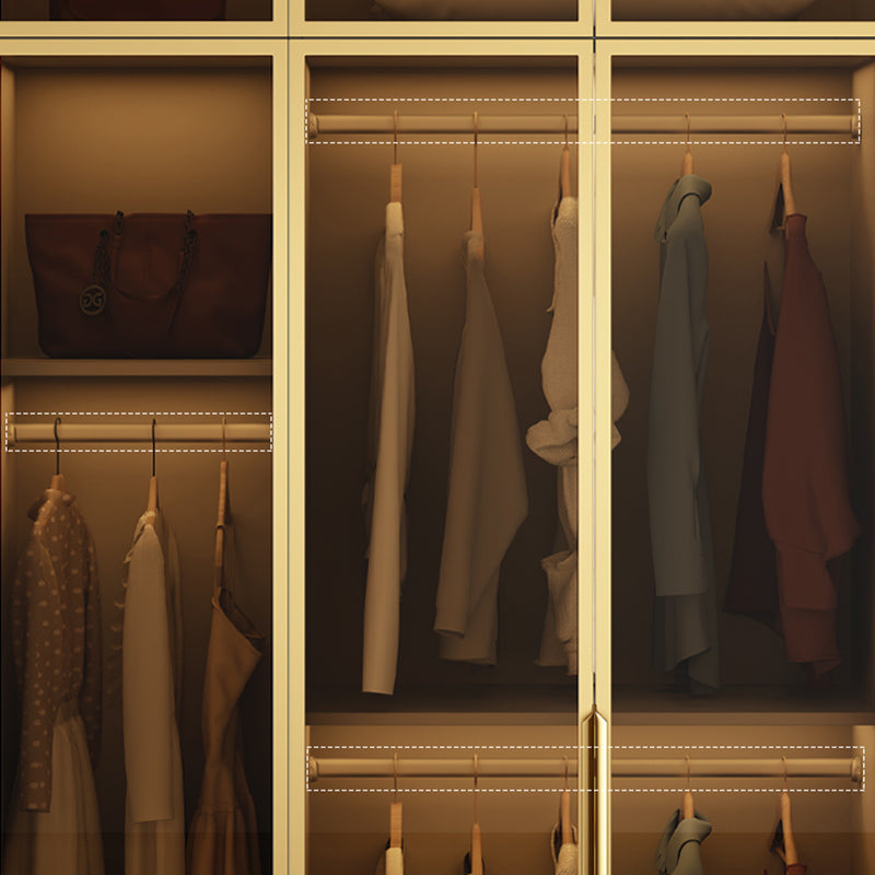 Modern Style Glass Wardrobe Bedroom Wardrobe Closet with Drawer