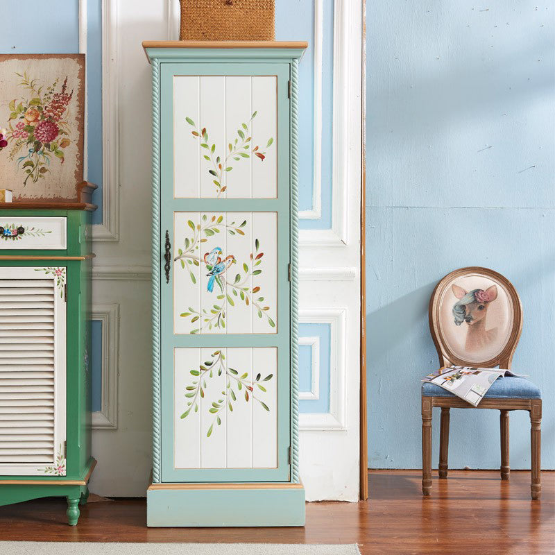 Birch Wood Storage Cabinet for Home Traditional Matte Finish Cabinet with Garment Rod