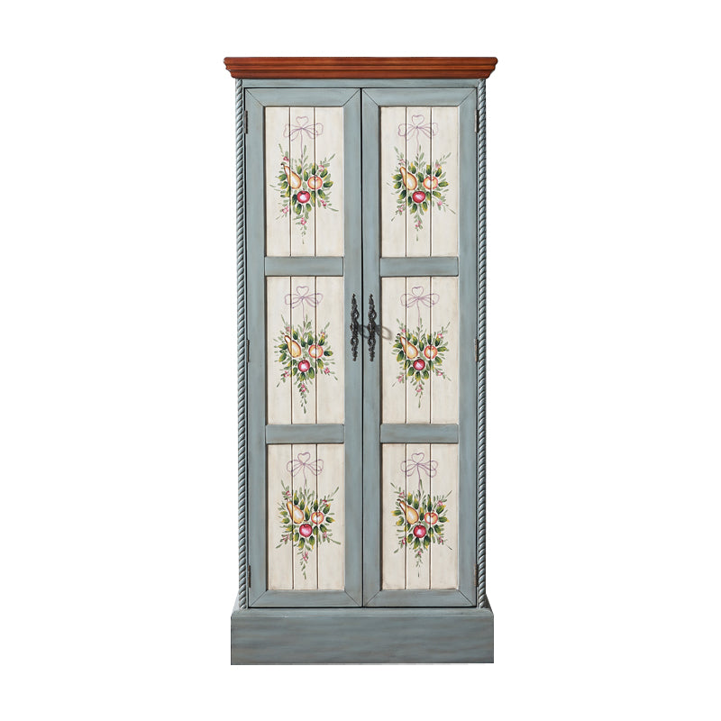 Birch Wood Storage Cabinet for Home Traditional Matte Finish Cabinet with Garment Rod