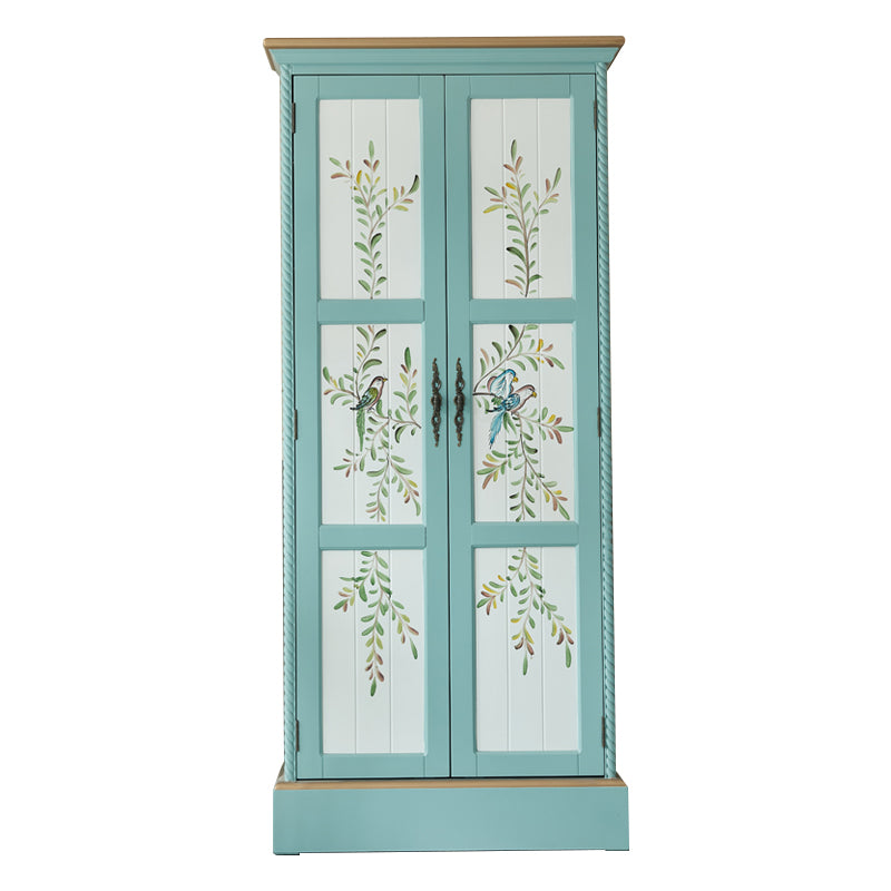 Birch Wood Storage Cabinet for Home Traditional Matte Finish Cabinet with Garment Rod