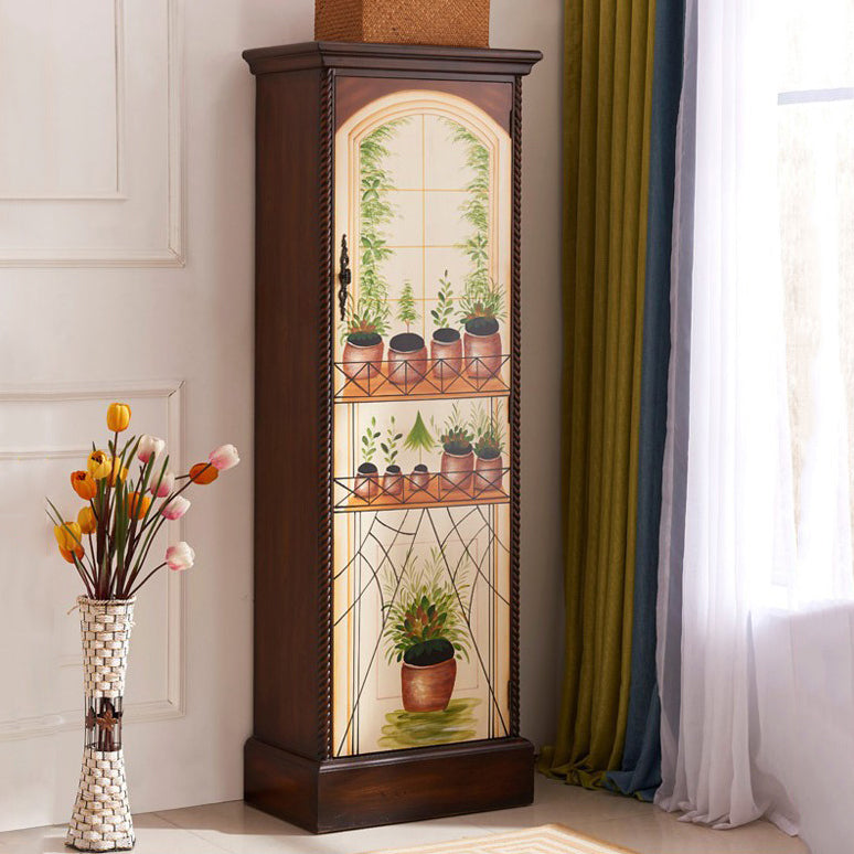 Birch Wood Storage Cabinet for Home Traditional Matte Finish Cabinet with Garment Rod