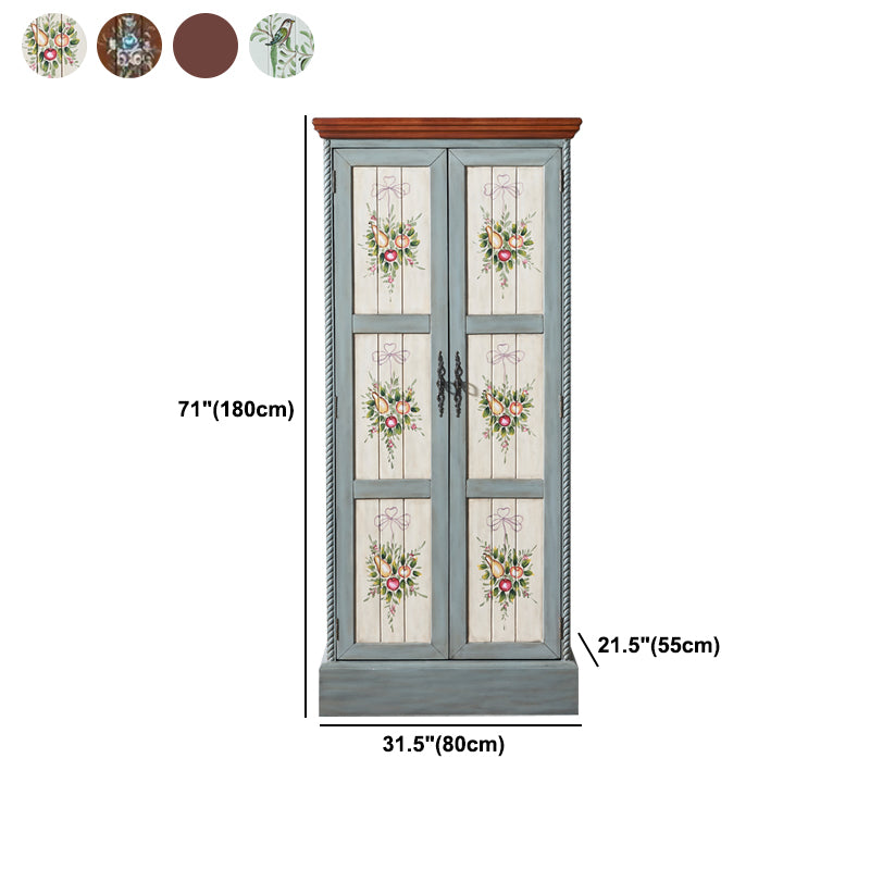 Birch Wood Storage Cabinet for Home Traditional Matte Finish Cabinet with Garment Rod