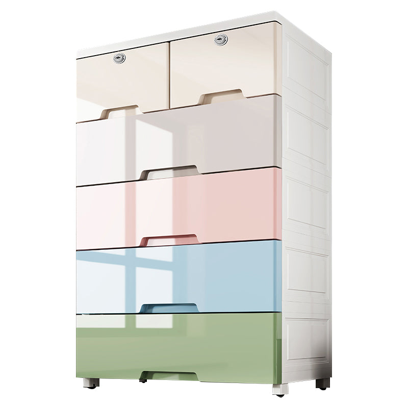 Modern Plastic Storage Cabinet with Drawer Non-Hanging Wardrobe Armoire