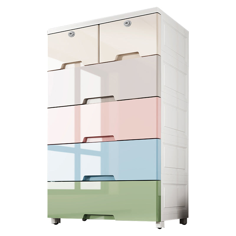 Modern Plastic Storage Cabinet with Drawer Non-Hanging Wardrobe Armoire
