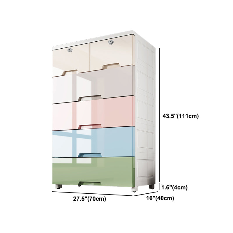 Modern Plastic Storage Cabinet with Drawer Non-Hanging Wardrobe Armoire