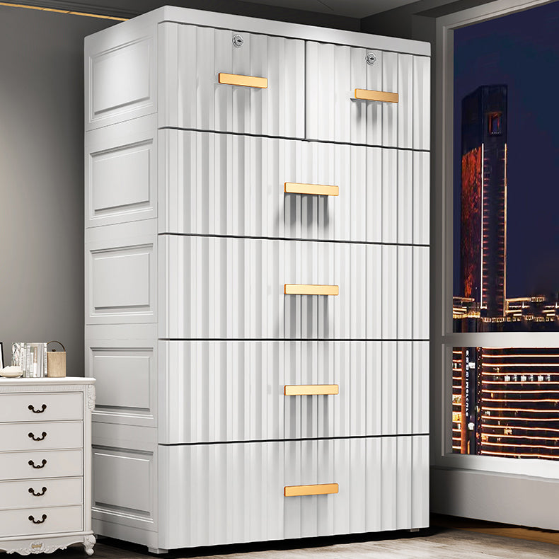 6-drawer Modern Plastic Storage Cabinet Non-Hanging Wardrobe Armoire