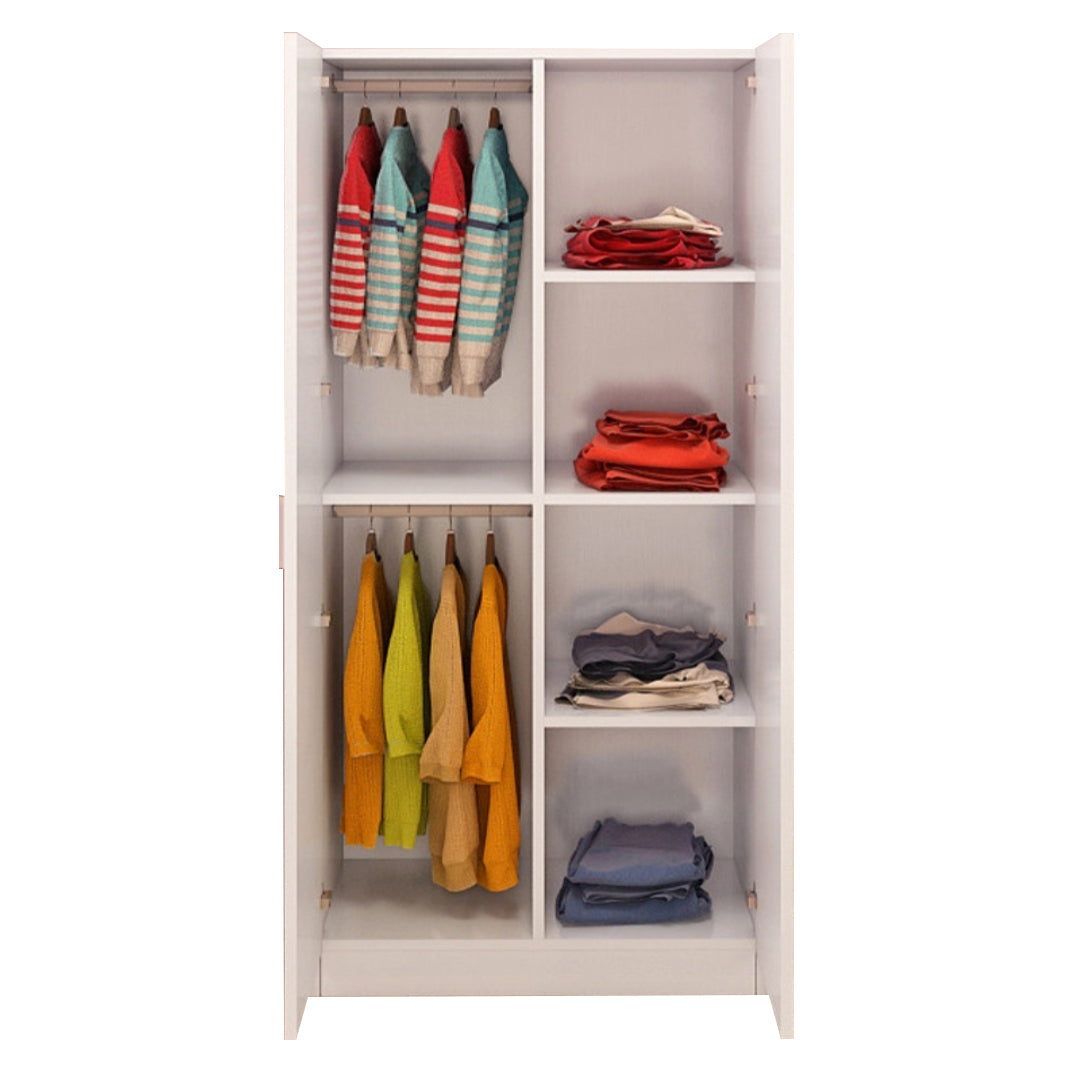 Bedroom Hinged Door Storage Cabinet Manufactured Wood Modern Cabinet with Garment Rod