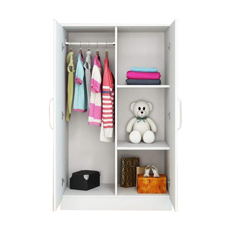 Bedroom Hinged Door Storage Cabinet Manufactured Wood Modern Cabinet with Garment Rod