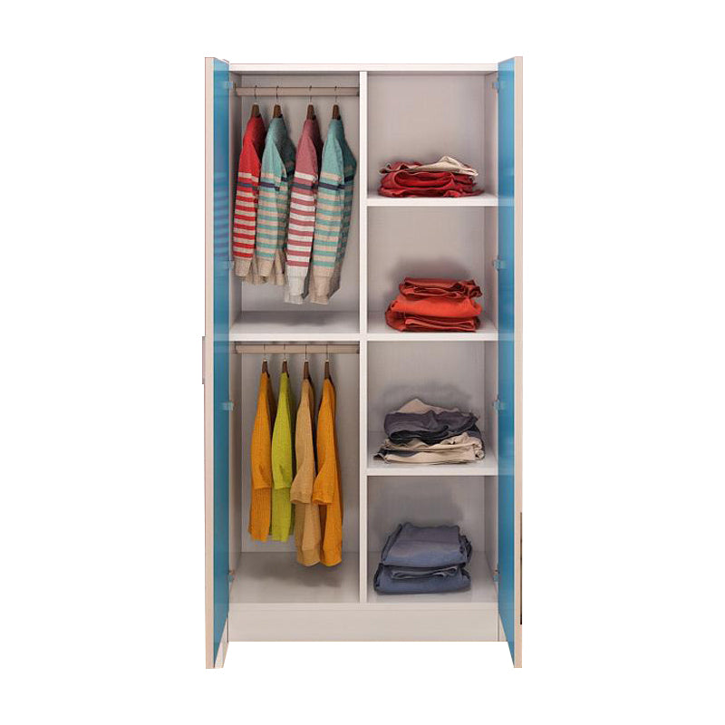 Bedroom Hinged Door Storage Cabinet Manufactured Wood Modern Cabinet with Garment Rod