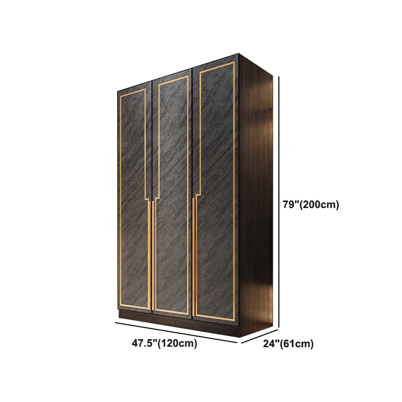 Grey Glass Door Armoire with Garment Rod Modern Storage Cabinet for Bedroom