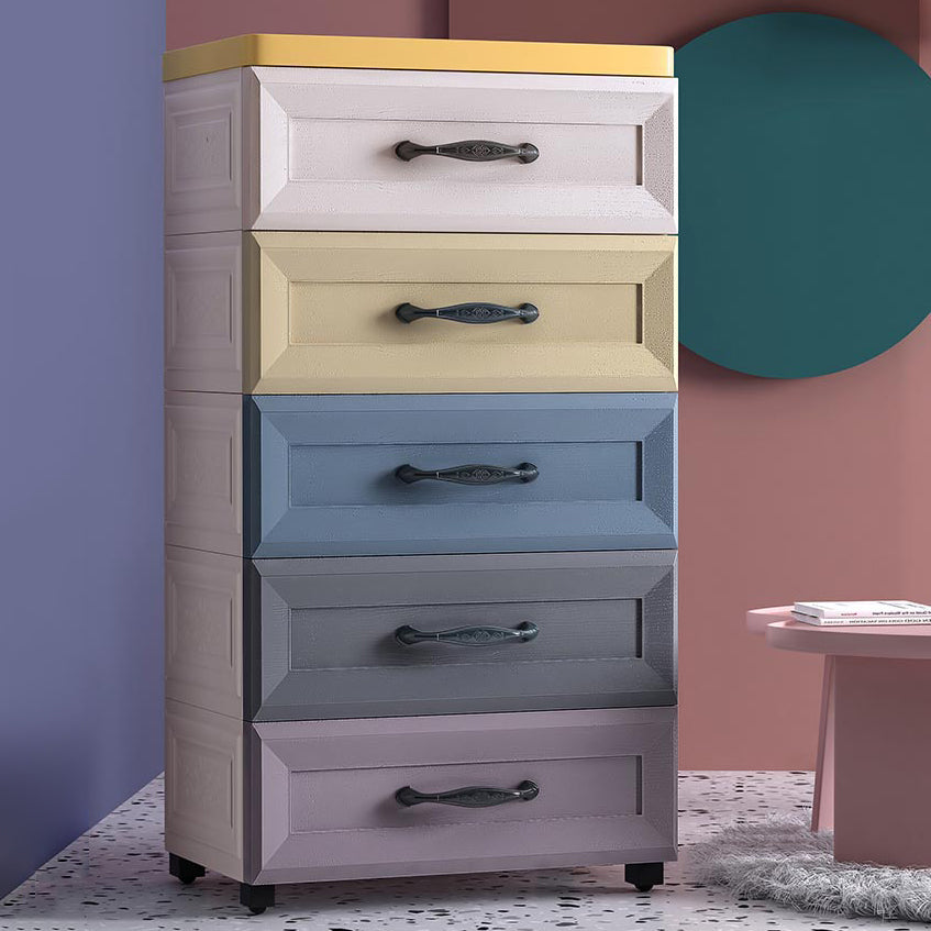 Contemporary Plastic Storage Cabinet Non-Hanging Armoire for Home