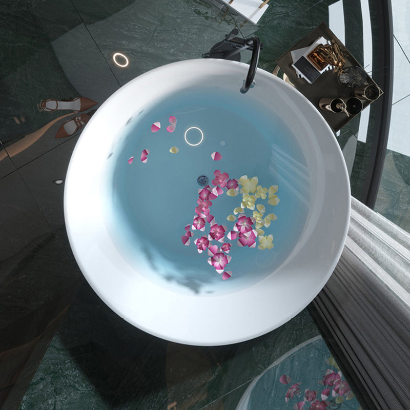 Bathroom Acrylic Round Bath Tub Soaking Stand Alone Tub with Drain