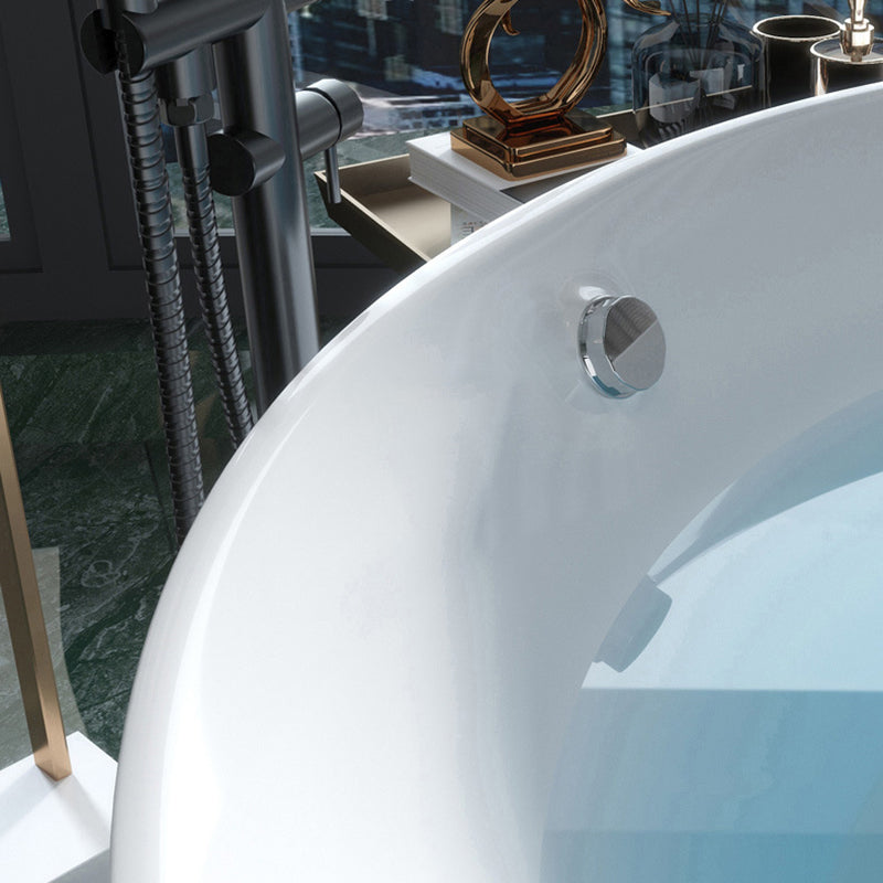 Bathroom Acrylic Round Bath Tub Soaking Stand Alone Tub with Drain