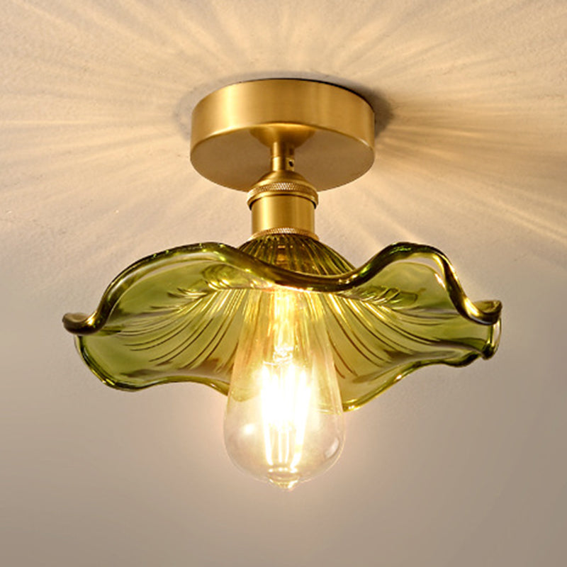 Glass Geometric Flush Mount Lights Contemporary Style 1 Light Flush Mount Fixture