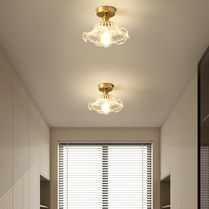 Glass Geometric Flush Mount Lights Contemporary Style 1 Light Flush Mount Fixture