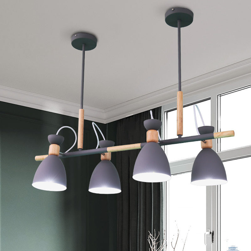 Macaron Cone Pendant Lights Metal 4 Lights Hanging Lamp Kit for Dining Room