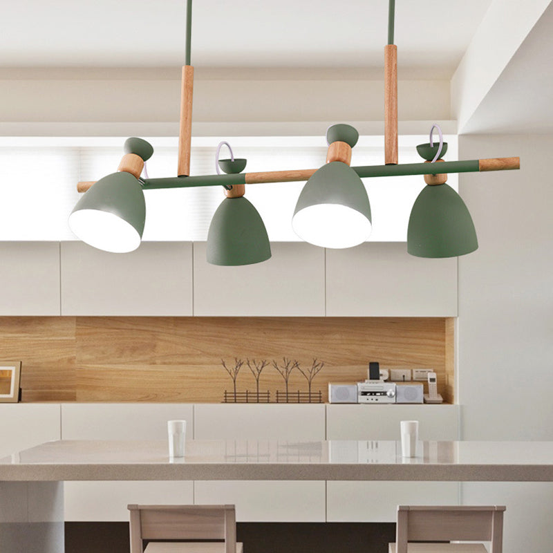 Macaron Cone Pendant Lights Metal 4 Lights Hanging Lamp Kit for Dining Room