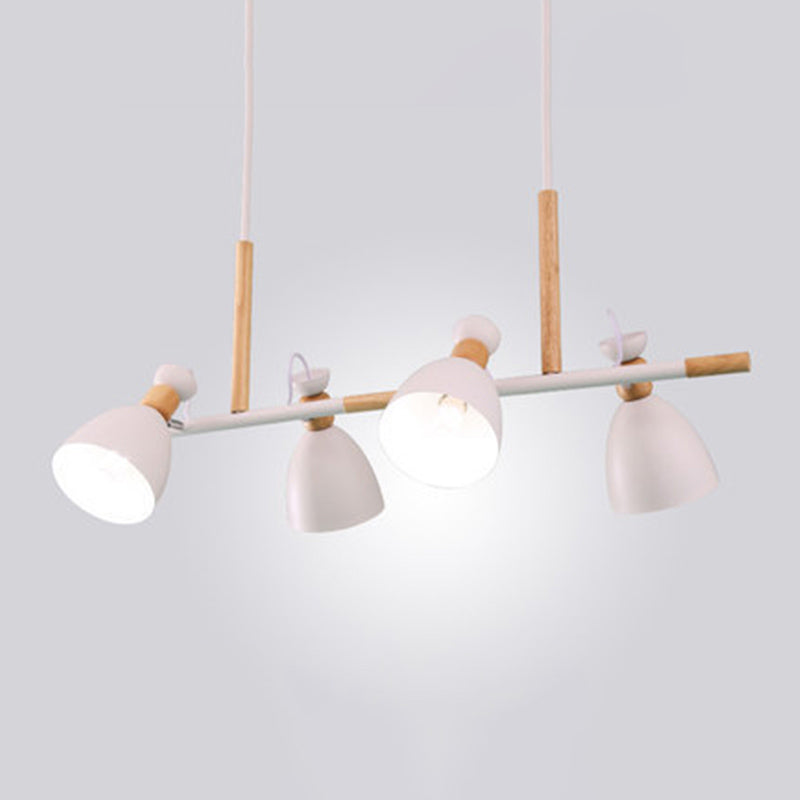 Macaron Cone Pendant Lights Metal 4 Lights Hanging Lamp Kit for Dining Room
