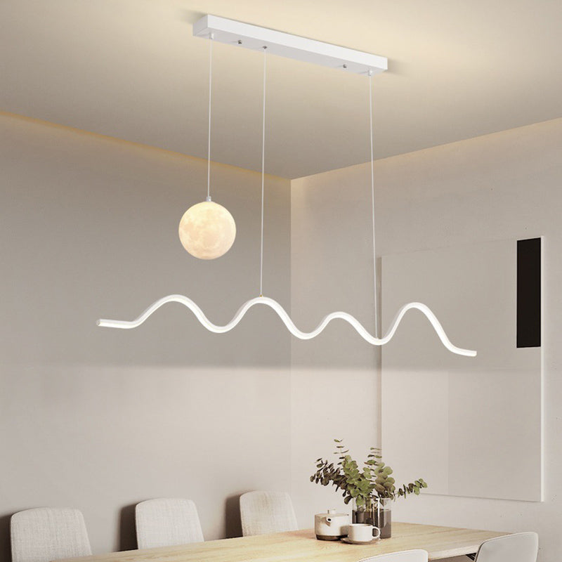 Modern Style Linear Shape Island Lights Metal 2 Light Chandelier for Living Room