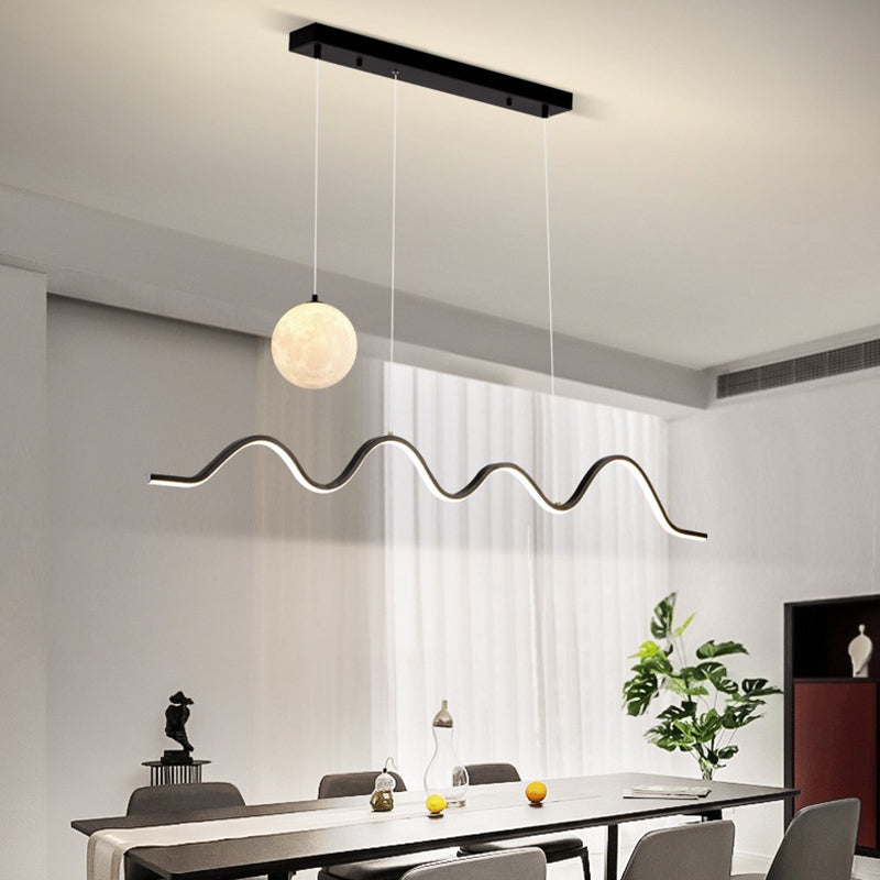 Modern Style Linear Shape Island Lights Metal 2 Light Chandelier for Living Room