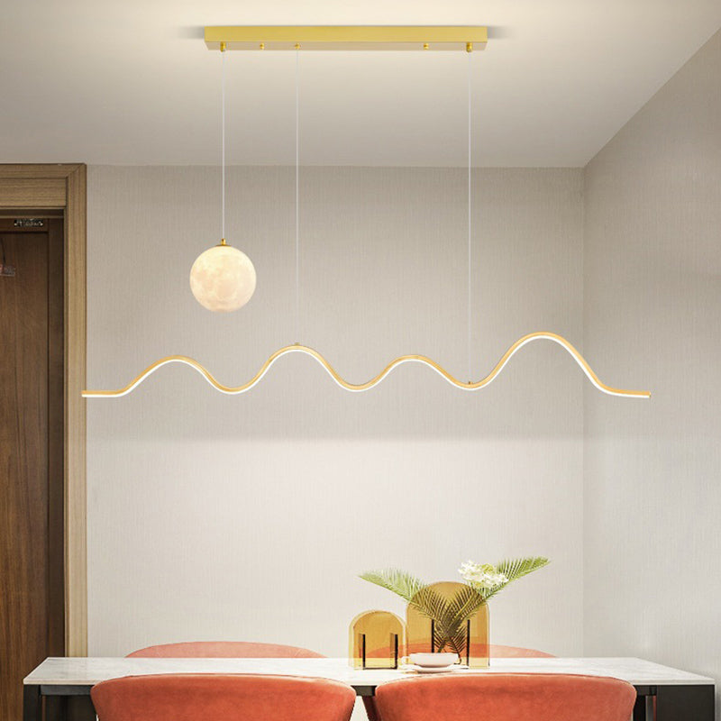 Modern Style Linear Shape Island Lights Metal 2 Light Chandelier for Living Room