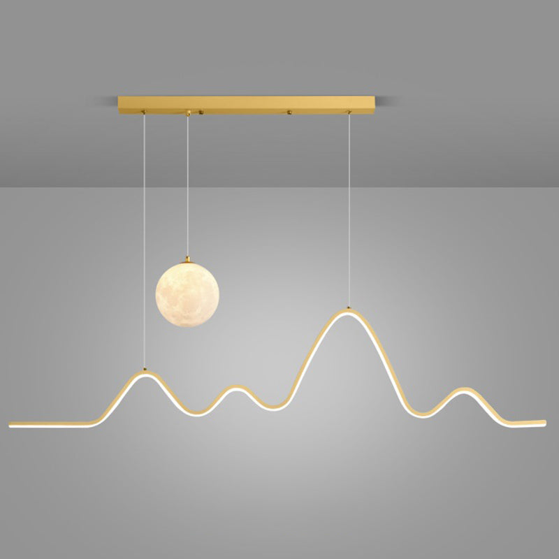 Modern Style Linear Shape Island Lights Metal 2 Light Chandelier for Living Room