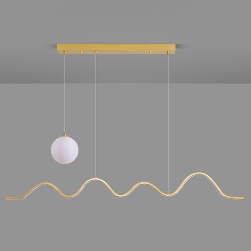 Modern Style Linear Shape Island Lights Metal 2 Light Chandelier for Living Room