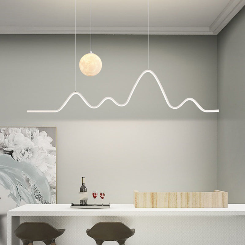 Modern Style Linear Shape Island Lights Metal 2 Light Chandelier for Living Room